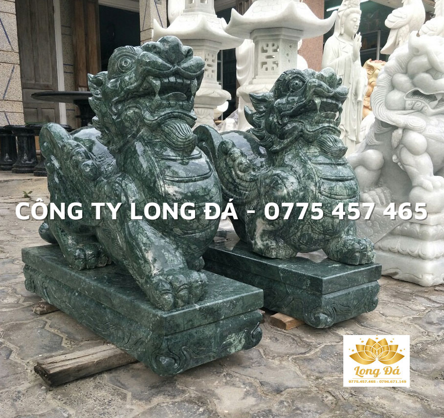 Tượng Tỳ Hưu bằng đá ngọc xanh Ấn Độ tự nhiên nguyên khối