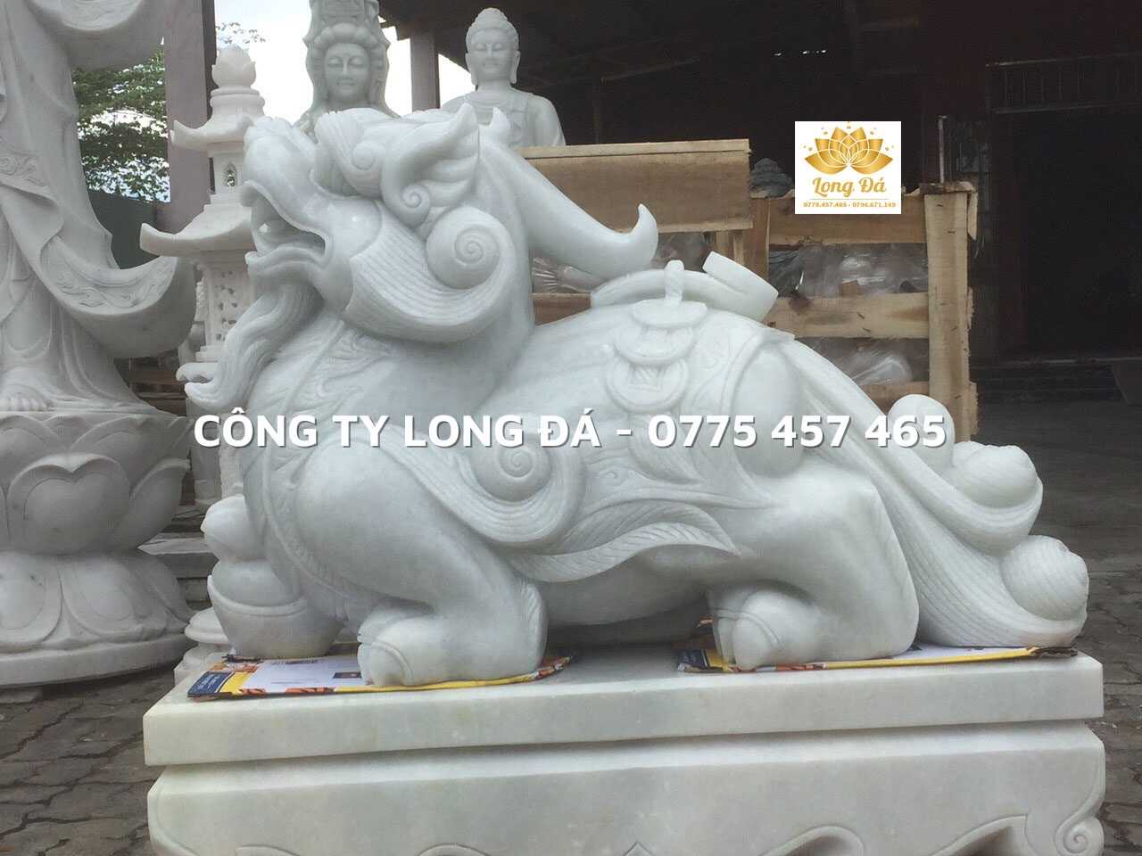 Tượng Tỳ Hưu bằng đá tự nhiên nguyên khối dài