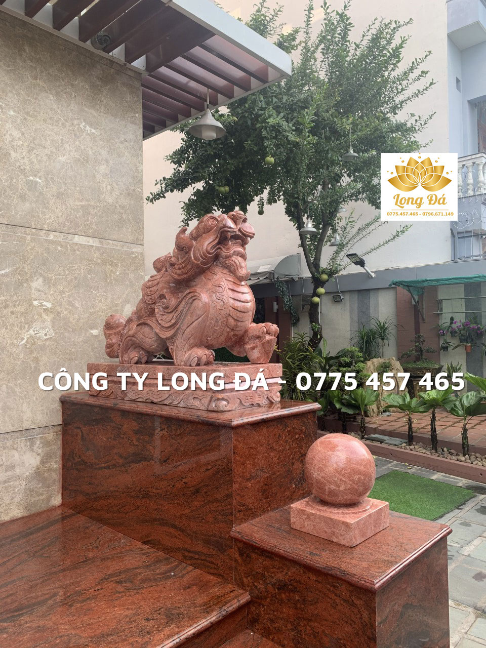 Tượng Tỳ Hưu bằng đá đỏ tự nhiên nguyên khối