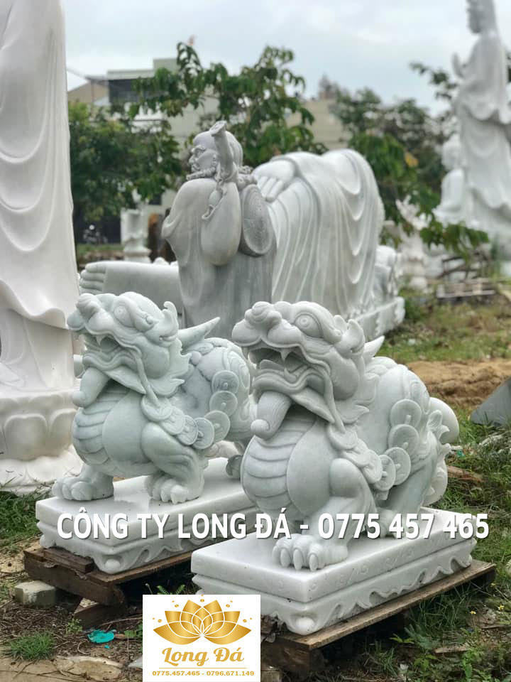 Tượng Tỳ Hưu bằng đá cẩm thạch trắng tự nhiên nguyên khối